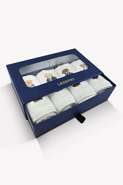 lesepri - 30x50 см Рушник для рук з вишивкою ведмедиком, 4 штуки | Рушник для обличчя