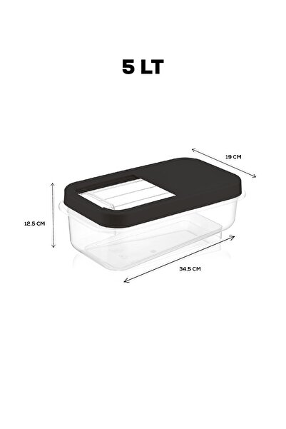 Meleni Home Set of 2 5 Lt Pulses Storage Container - Food Storage Container with Sliding Lid Flour Container Anthracite Multi Box