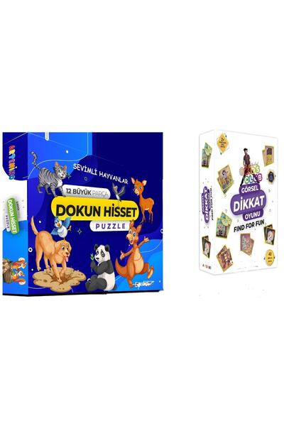 Artenino Sevimli Hayvanlar Dokun Hisset Puzzle - Clup Görsel Dikkat Oyun Hediyeli