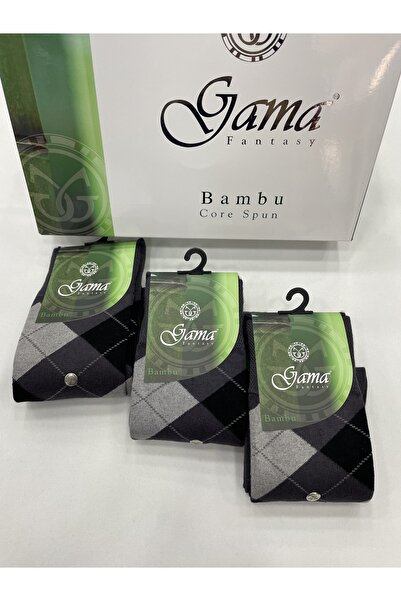 Gama Çorap 3 Pieces Bamboo 100% Natural Nylon-Free Plaid Thick Winter Men's Socks