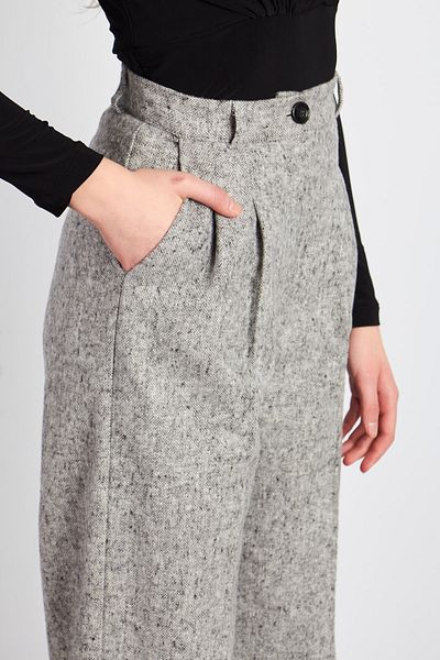 Ortaya Çık Gray Stash Fabric Pleated Palazzo Trousers