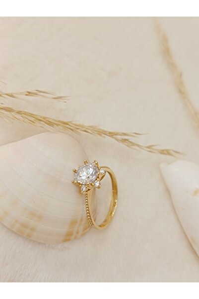 As Altın Lotus Çiçeği Tektaş Yüzük