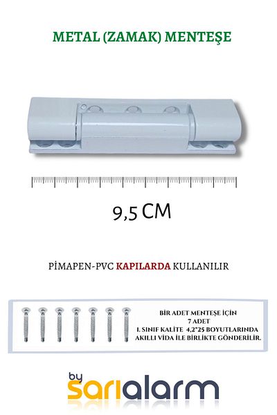 Sarı Alarm مفصل باب PVC (Pimapen) أبيض - معدن -