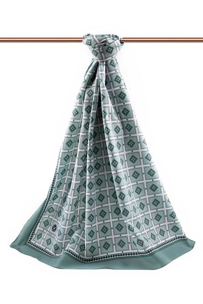 Vissona Γυναικείο Πολυτελές Μεταξωτό Σάλι Medina Dark Mint-1
