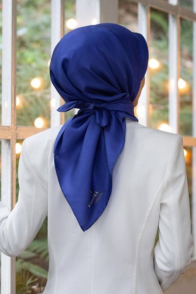 Vissona Eșarfă de mătase din twill pentru femei Exclusive Parliament Blue
