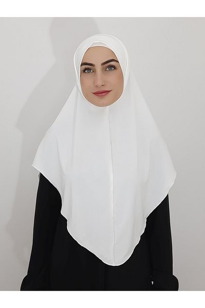 erasra class Prayer Cloth Khimar, Ready-made Large Scarf, Malaysia Model, Sandy Fabric Ecru for Hijap, Hac Umrah