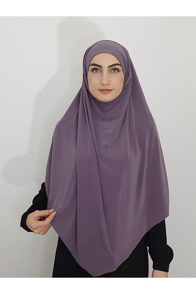 Ayselcehobi Souffle Ready Tied Peceli Large Scarf Hıjap Suitable for Hajj and Umrah Lilac