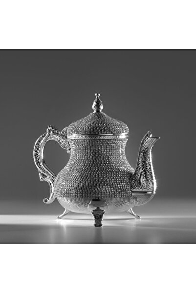 Elen Hediyelik Metal Taşlı Demlik Gümüş