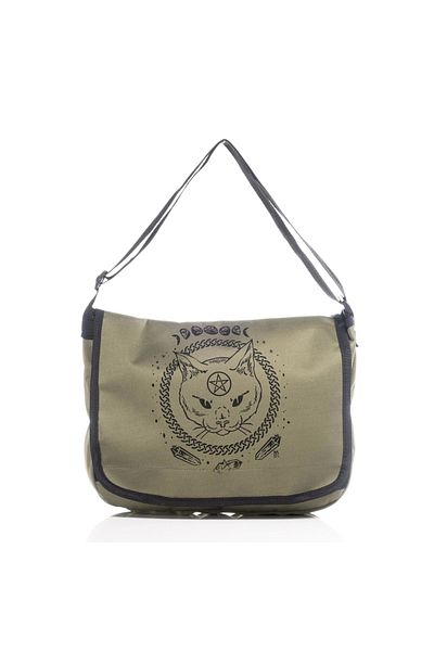 Gofeel Gothic Printed Dark Green Colored Large Inner Volume Messenger Bag