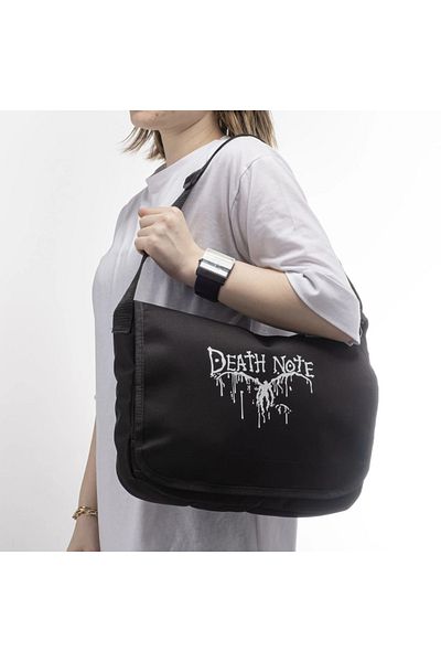 Gofeel Large Black Death Note Printed Messenger Bag