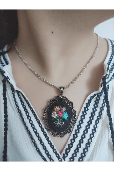 Hand Made Nakışlı Otantik Kadın Kolye