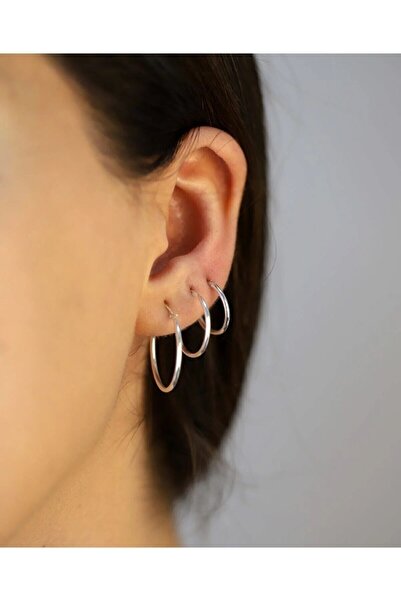 Begonia Accessories 925 Ayar Gümüş 1 Çift 14 Mm Halka Küpe