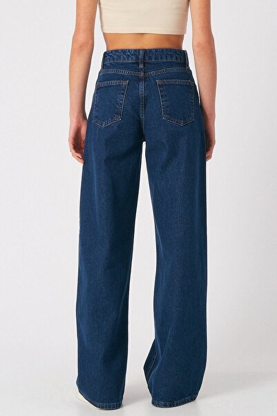 Livik Hero Koyu Mavi Salaş Palazzo Wideleg Jean Power Likra Kadın Yüksek Bel Toparlayıcı
