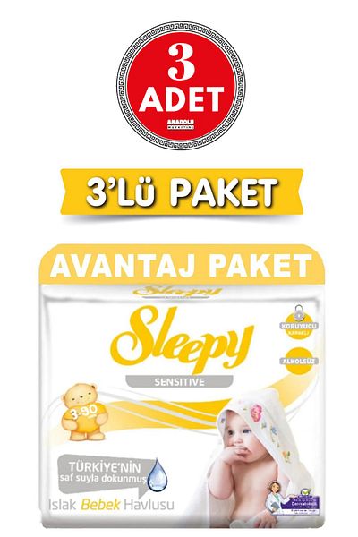 Sleepy 3-Piece Sensitive Wet Towels 3 Pieces of 90