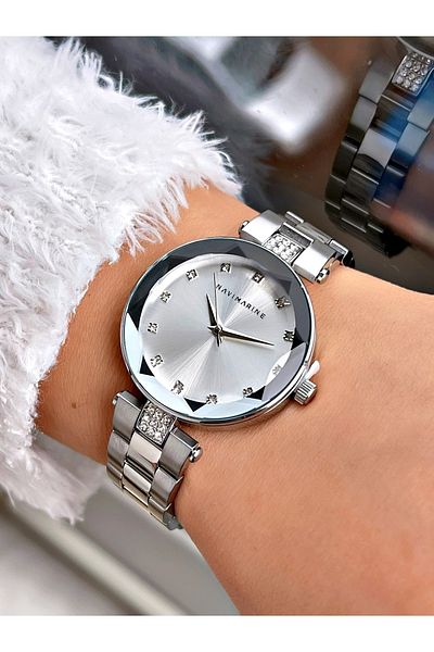 Navimarine Silver Color Steel Strap Stone Women's Wristwatch Bracelet Gift