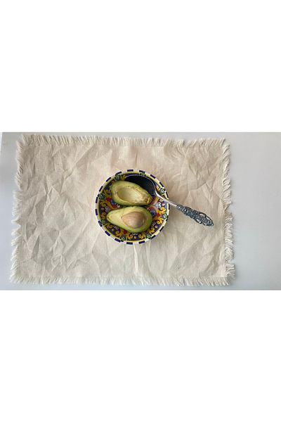 White Alamode Handcrafted Tassel Detailed Single Placemat Set 42x29cm