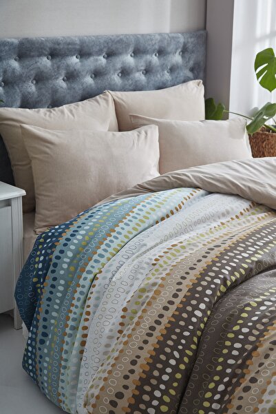 Ricco Lifes Set de lenjerie de pat pentru o persoană din bumbac Anadolu Capuccino (Fără cearșaf)