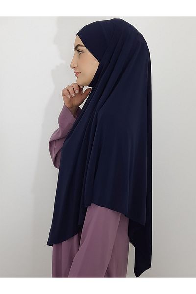 nazenin export Souffle Ready Tied Peceli Large Scarf Hıjap Suitable for Hajj and Umrah Dark Blue