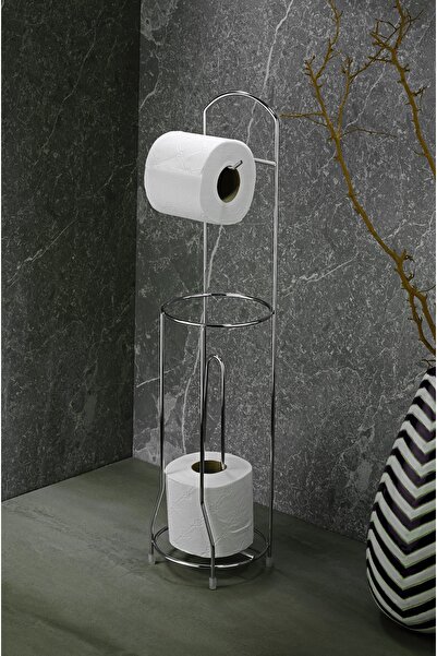 Sas Haus حامل ورق تواليت قائم بذاته مع حاوية ورق احتياطية من الكروم