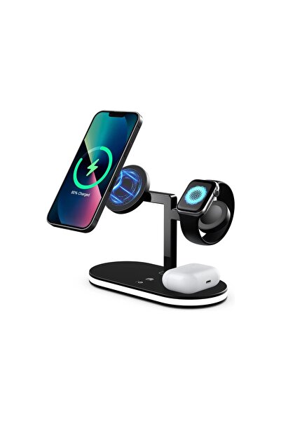 Fogy 5 In 1 15w Kablosuz Şarj Standı Gece Lambası Watch Airpods Kablosuz Şarj...