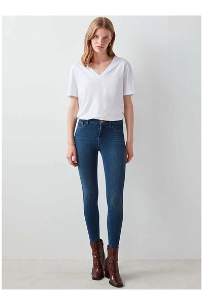 Livik Blugi Dodi Mustache Blue, care nu se estompează, super skinny, blugi