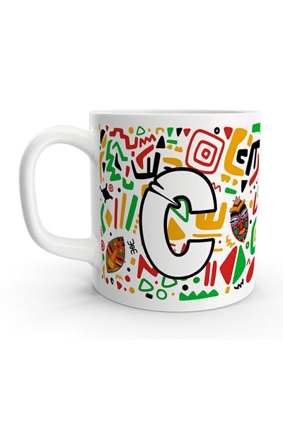 Rock'n Fox Letter C African Ethnic Abstract Colorful Letter Mug