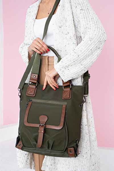 By Hakan Mega-527 Γυναικεία τσάντα χειρός και ώμου Τσάντα καθημερινής χρήσης πολλαπλών θέσεων Πράσινη καφέ