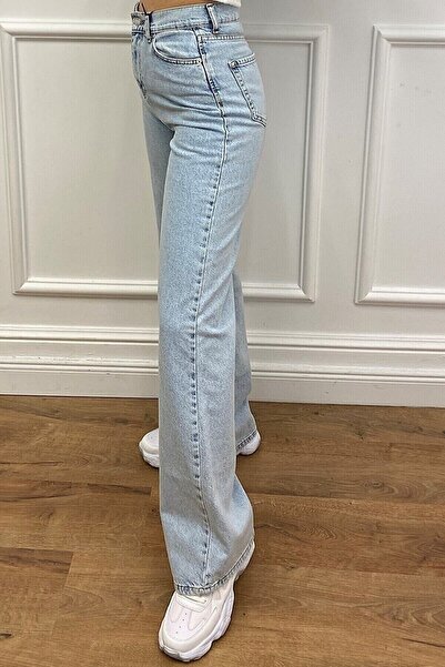 Livik Dylan Blue Snow Wash Lycra Wide Leg Jeans