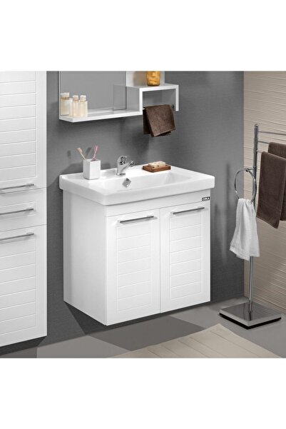 ORKA Perge 65 Cm Beyaz Banyo Dolabı Alt Modül Ve Lavabo