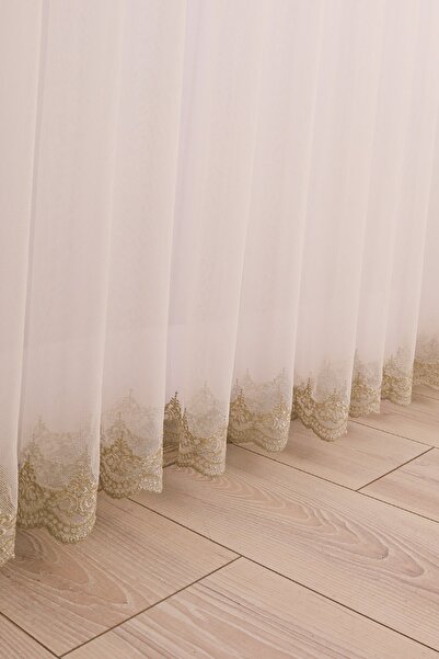 perhal perde ve halı Skirt Embroidered Grecian Gold Gold Color Pleatless Tulle Curtain