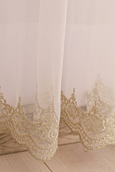 perhal perde ve halı Skirt Embroidered Grecian Gold Gold Color Pleatless Tulle Curtain