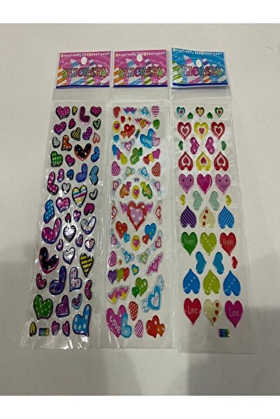 BONBON 3 coli autocolante de lux cu inimioare în relief