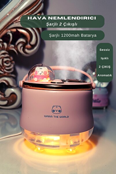 BigSale Ultrasonik Hava Nemlendirici Şarjlı Buhar Makinesi 2 Çıkışlı Difüzör ...