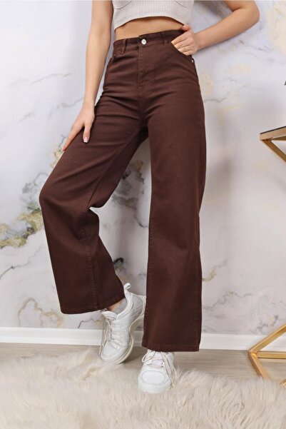 Viola Black Jeans Kadın Kahve Rengi Boyfriend Salaş Pantolon