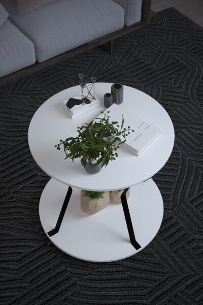 moka park avm Dekoratif Şık Tasarım Orta Sehpa Beyaz