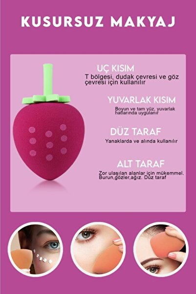 MUJGAN Mjgn-166 Tekli Meyve Temalı Makyaj Süngeri Çilek