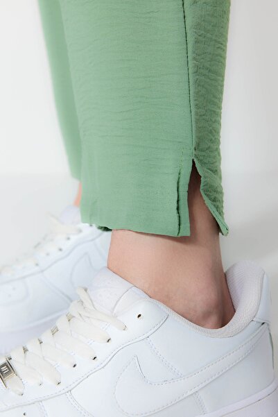 Trendyol Collection Green Woven High Waist Trousers TWOSS22PL00029