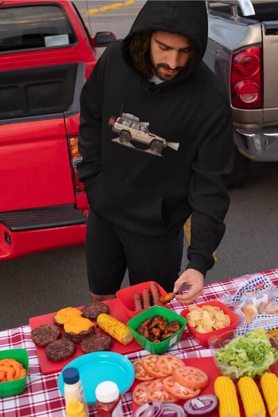 HobyUsa Hanorac negru din lână, cu 3 fire, imprimat Jeep Offroad