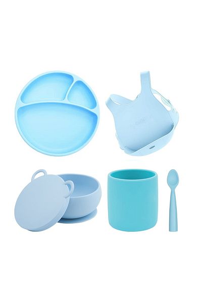 OiOi Silicone Feeding Set 5 Pieces with Bib