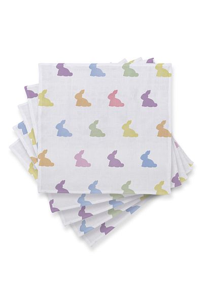 DEUX LAPINS 100% Cotton Muslin Shoulder Cloth Set of 5 Rainbow Lapin - Multicolored Rabbits