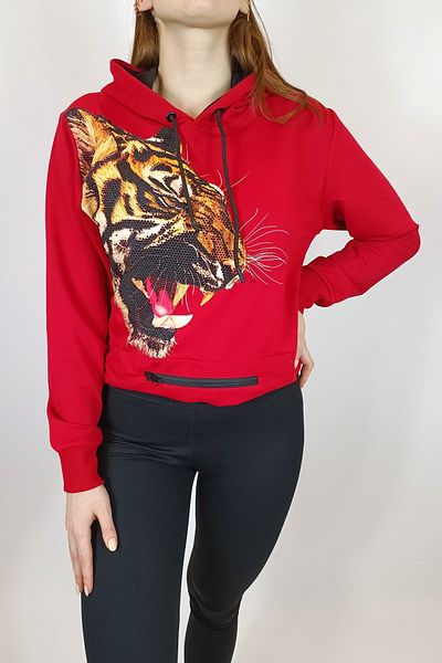 Ayya Women Hooded Sweatshirt with Tiger Stone Accessories