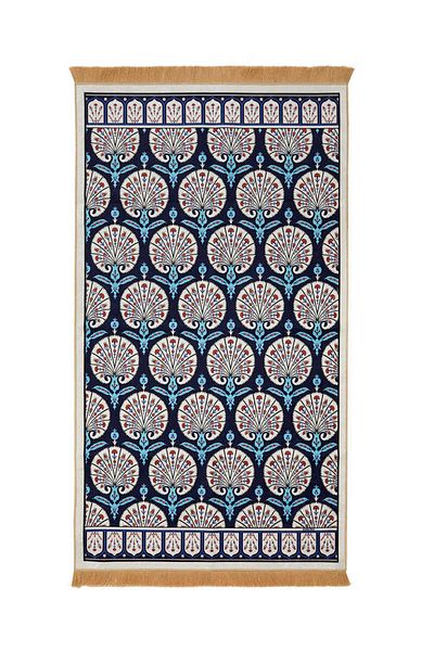 Bursa İpek Navy Blue Velvet Rug Prayer Rug