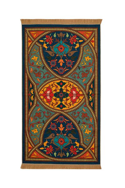 Bursa İpek Petrol Green Velvet Carpet Prayer Rug