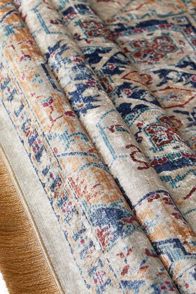 Bursa İpek Beige Velvet Rug Prayer Rug