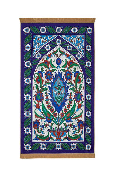 Bursa İpek Saks Velvet Carpet Prayer Rug