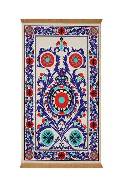 Bursa İpek White Velvet Rug Prayer Rug