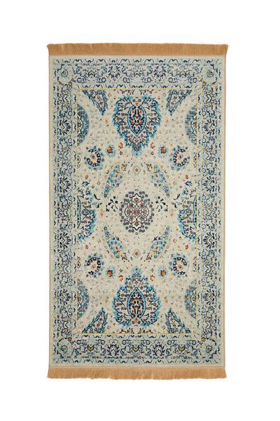 Bursa İpek Beige Velvet Rug Prayer Rug