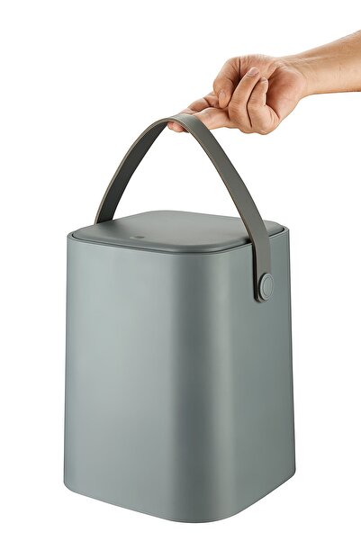 Tuffex Tutma Saplı Iç Kovalı Tezgah Üstü Mutfak Ve Banyo Çöp Kovası 8 Lt - Gri