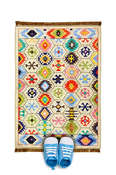 Bursa İpek Cream Velvet Children's Prayer Rug