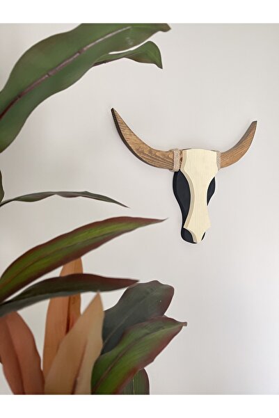 odka Ahşap Boğa Kafası 2 Boyutlu 3 Renkli